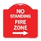Signmission No Standing Fire Zone W/ Right Arrow, Red & White 18in X 18in Alum Sign, 18" L, 18" H, RW-1818-23585 A-DES-RW-1818-23585 - alternate 1